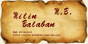 Milin Balaban vizit kartica